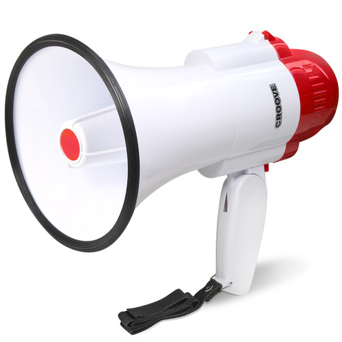 Croove Portable Megaphone Loud Speaker, Bullhorn with Siren Music, Volume Control, 30 Watt Mini Bull Horn, 800 Yard Voice Range Mega Phone, Noise Makers, Sporting Essentials for Coach, Camp Counselor