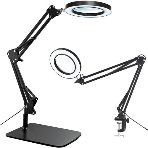 15X Magnifying Glass with Light – Real Glass Lens, 3 Color Modes & Adjustable Brightness – 2-in-1 Desk Lamp with Clamp & Heavy Base – Flexible Swing Arm – Ideal for Crafts, Reading, Repair, Seniors 15X Magnifying Glass with Light – Real Glass Lens, 3 Color Modes & Adjustable Brightness – 2-in-1 Desk Lamp with Clamp & Heavy Base – Flexible Swing Arm – Ideal for Crafts, Reading, Repair, Seniors