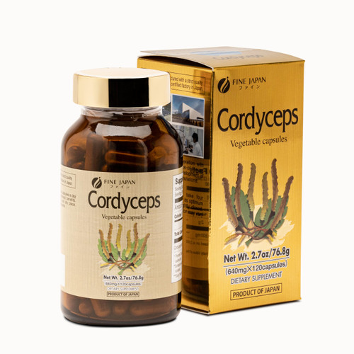 FINE JAPAN Cordyceps Mushroom Capsules - Premium Cordyceps Militaris and Sinensis Extract for Optimal Health Benefits, 100% Authentic Cordyceps in Easy-to-Swallow Capsules
