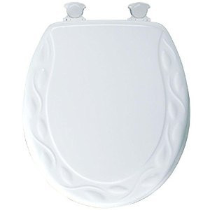 Mayfair Never Loosens Round White Molded Wood Toilet Seat
