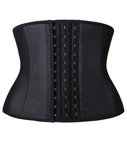 YIANNA Short Torso Waist trainer corset for Weight loss Sports Workout Hourglass Body Shaper Cincher Tummy Control, YA110206-Black-XL