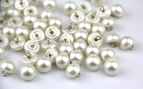 Pack of 50pcs 10mm White Pearl Bead Cap Half Ball Dome Metal Circle Hook Buttons for Crafting Sewing Scarpbooking Scarf and Clothes