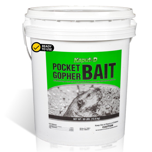 Kaput-D Pocket Gopher Bait Bucket - Ready-to-Use Pellets for Effective Rodent Bait, Perfect for Residential & Agricultural Use - Diphacinone Formula for Lawn, Turf & Crop Areas (30 lbs)