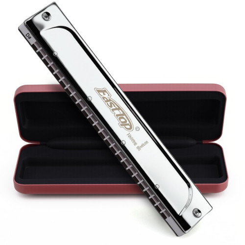 East top Tremolo Harmonica Key of D#, 24 Holes Tremolo Mouth Organ T2406S Harmonica For Adults, Professionals and Students