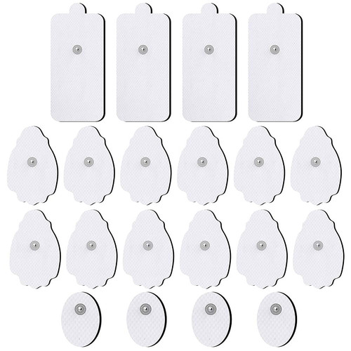 TENS/EMS Unit Replacement Pads NURSAL 20 Pack 3.5mm Snap Electrode Patches for Electrotherapy, Reusable Self-Adhesive Electrodes Pads, Compatible with Belifu, AVCOO, MEDVICE TENS (White)