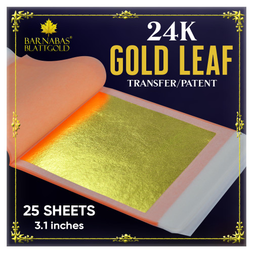Barnabas Blattgold Gold Leaf - 24K Real Gold [25 Sheets, 3.1 inches] - Transfer Patent for Painting, Arts and Crafts