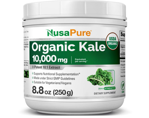 NusaPure Organic Kale Powder 10,000mg per Serving, 8.8 Ounce, Extract 10:1, Non-GMO NusaPure Organic Kale Powder 10,000mg per Serving, 8.8 Ounce, Extract 10:1, Non-GMO