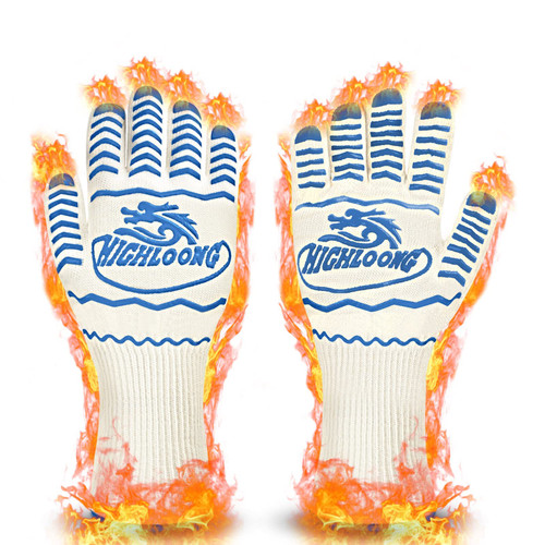 BBQ Grill Gloves Heat Resistant, 1472℉ Heat Resistance Fireproof Glove for Grilling Smoking Barbecue Oven Mitts Extreme Hot Proof Mittens for Kitchen Cooking Baking
