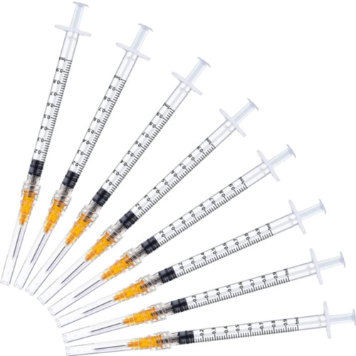 50 Pack 1ml 25Ga - 5/8 Inch Luer Lock Sample Measuring Lab Supplies, Individually Sealed Wrapped