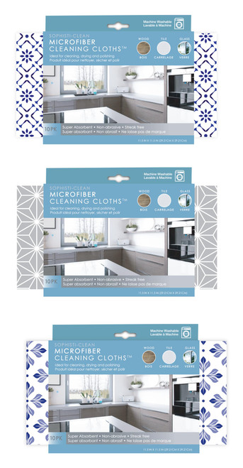 Sophisti-Clean Microfiber Cleaning Cloths, Attract Dust Like a Magnet, Print Pattern Duster Cloths, Pack of 10-1765813255