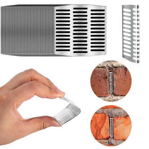 Tandefio 50 Pcs 50 Pcs 2.75" x 2.8" Stainless Steel Weep Hole Covers for Brick Walls, Spring Brick Hole Filler for Wall Stops and Keeps Out Lizards Snakes and Others-1765814265