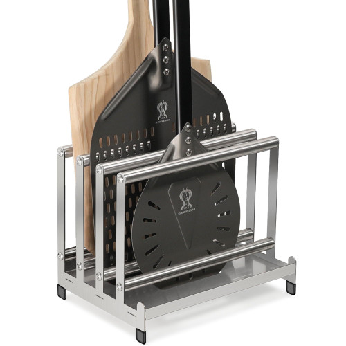 SHANGPEIXUAN Pizza Peel Rack Stainless Steel With Non-Slip Feet Pizza Turning Peel Pizza Paddle Holder Rack 4 Available Slots Organizing and Saving Space, No Pizza Oven Tools, silver-1765814365
