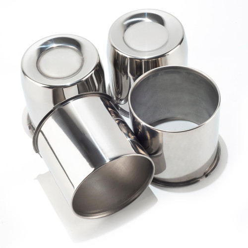 DewFlew 4Pcs 5.15" Push Through Wheel Center Caps Stainless Trailer Hub Cap for Truck SUV RV Wheel Rim, Combination of 2 Closed Curved and 2 Open Ended Wheel Hub Covers (Fit 5.15" Bore Chrome)