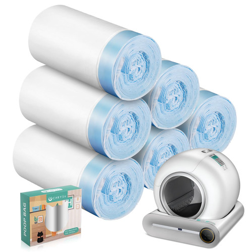 80 Count Waste Bags for Self-Cleaning Cat Litter Box, Replacement Extra Large Cat Litter Box Liners, 4 Rolls Drawstring Trash Bags for Robot, 20 x 18 Inches（4 Packs/80 Counts）-1765815154