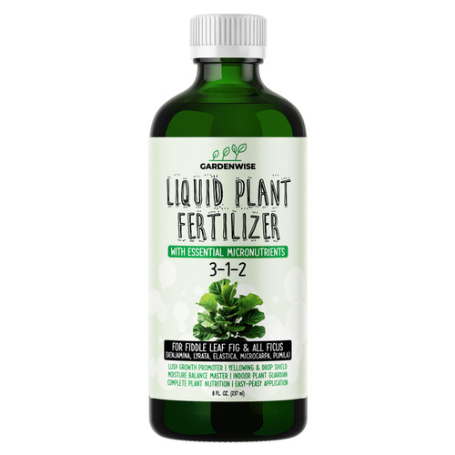 GARDENWISE 3-1-2 Liquid Fertilizer Concentrate with Micronutrients - Optimal Fiddle Leaf Fig Plant Food, Ideal for Ficus Lyrata & Fig Trees, Gold Leaf Enhanced Indoor Plant Fertilizer (8 OZ)-1765815640