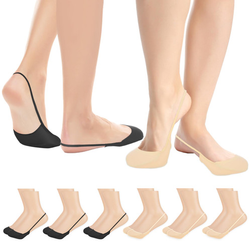 Salbsever 6 Pairs Ultra Low Cut Liner Socks for Women - Ball of Foot Cushion, No Show Toe Topper With Invisible Sling Back Padded Half Socks for High Heels-1765816375