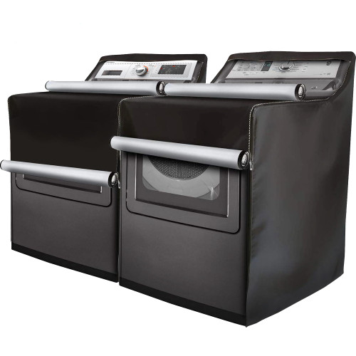 2 Pack - Outdoor Washer and Dryer Covers for the Top - Waterproof Dustproof Washing Machine Cover with Zipper - Fits Top and Front Load Machines Washer Dryer Cover, Cover Lavadora (2 Pack - Black)-1765816807