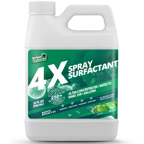 32oz 4X Non Ionic Surfactant - Makes 250+ Gallons - Nonionic Wetting Agent & Concentrated Surfactant Spray for Increased Product Efficacy, Ideal Spreader Sticker, No Foam Wetting Agent