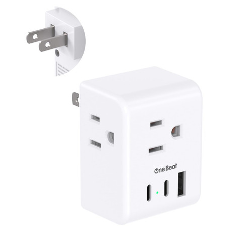 US to Japan Plug Adapter - One Beat Japan Power Travel Adapter with 3 Outlets 3 USB Ports(2 USB C), 2 Prong to 3 Prong Outlet Adapter, Type A Plug Adapter for USA to Japanese Philippines China Canada-1765817577