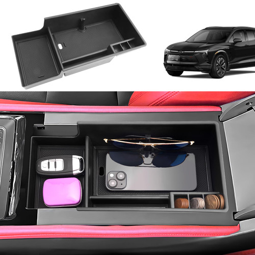 Coleya 2024 2025 2026 Blazer EV Center Console Organizer for Chevy Blazer EV (LT/RS/SS),Durable ABS Plastic&Anti-slip Rubber Console Tray Insert 2026 2025 Chevy Blazer EV Accessories (with Black Mats)-1765818081