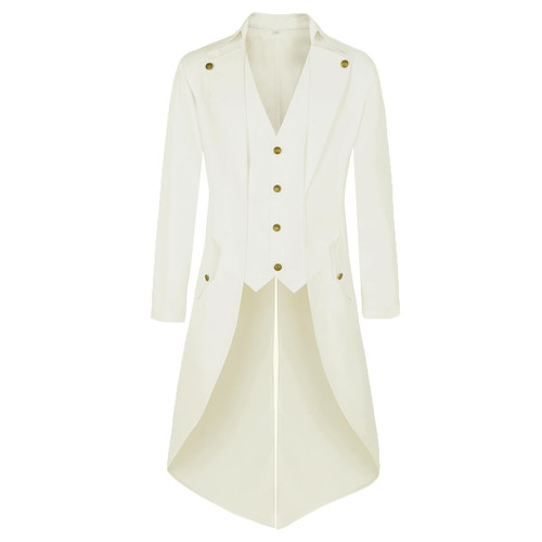 MOFOVELY Mens Pirate Coat Steampunk Jacket Tailcoat Renaissance Jacket Halloween Hatter Costume (M,White)-1765818604