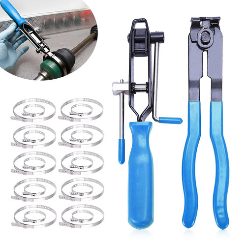 2PCS CV Boot Clamp Pliers Tool Kit with 20PCS Stainless Steel Clamps, Universal CV Axle Boot Banding Pliers Set for Car Repair, Hose Clamp Installation and Dust Cover Removal Tools (Blue)