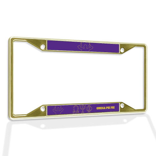 Fastasticdeals Metal Insert License Plate Frame Omega Psi Phi Weatherproof Car Accessories Gold 4 Holes Solid Insert-1765819803