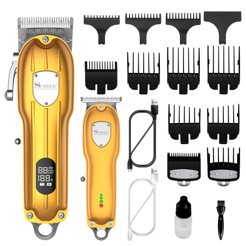 SURKER Mens Hair Clipper Professional Hair Trimmer Barber Clipper Set Beard Trimmer Cordless Hair Cutting Grooming Kit LED Display USB Rechargeable SURKER Mens Hair Clipper Professional Hair Trimmer Barber Clipper Set Beard Trimmer Cordless Hair Cutting Grooming Kit LED Display USB Rechargeable