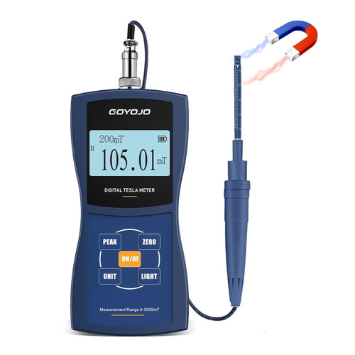 Gauss/Tesla Meter with High Precision Probe & Auto Range Recording 0-20000Gs N/S Polarity Identification, Magnetic Field Tester for Residual Magnetism & Nondestructive Testing