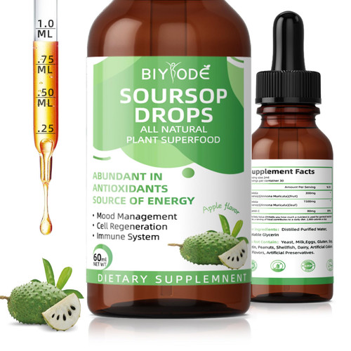 Soursop Graviola Liquid Drops: 1800mg Premium Antioxidant Support for Immune Health Digestion Relaxation Sleep Vegan Gluten Free Sugar Free 1 Fl Oz 30 Day Supply
