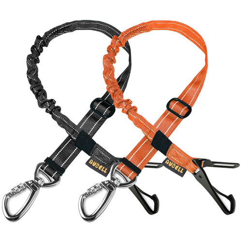 AUBELL Dog Seat Belt for Car,2 Pack Set 3-in-1 Adjustable Reflective Bungee Heavy Duty Dog Car Harness Tether with Clip Hook Latch & Buckle,Swivel Zinc Alloy Carabiner,Black+Orange