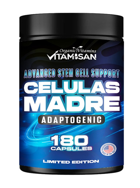 VITAMISAN Celulas Madres 180 Capsules - Stem Cell Blue Green Algae - Non GMO -Gluten Free AFA -Celula Madre Supplement - Lion’s Mane Beta Glucan Supports Healthy Aging & Promotes Immune Spirulina.