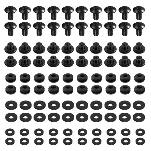 Gun Holster Screws for DIY Kydex and Leather Gun Holsters/Clips and Knife Sheaths;20 Sets Black Chicago Screws Includes Phillips Truss Heads + Open Slotted Fasteners + Rubber Washers/Spacers