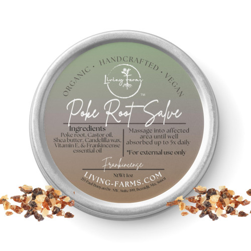 Poke Root & Castor Oil Salve -Organic Vegan Lymphatic Support Massage Balm Enriched with Frankincense