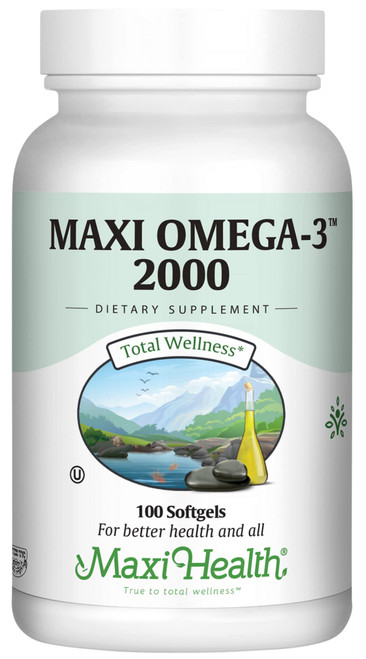 Maxi Health Omega 3 Fish Oil 2000mg – Fish Oil Omega 3 Supplements with No Fishy Aftertaste – Triple Strength EPA DHA – Kosher Omega3 Supplement to Help Support Overall Wellness (100 Softgels)