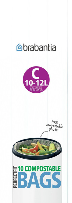 Brabantia 419782 Bin Liners 10/12 Liter, Compostable
