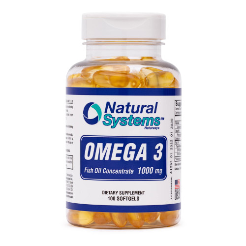 Omega 3 1000mg Fish Oil 100 Concentrated Softgels by Natural Systems - Omega 3 Supplements - Capsules for Daily Diet - EPA - DHA - Perfect for Heart, Eye, Brain and Joints Support*
