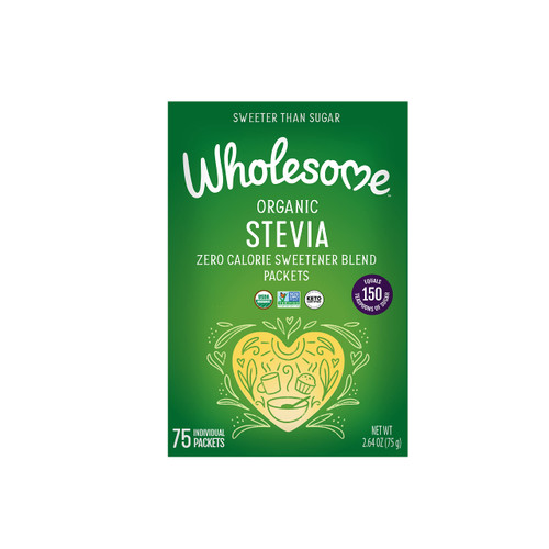 Wholesome Sweeteners Organic Stevia Packets, 75 Count, 1 Case, (Packaging May Vary)