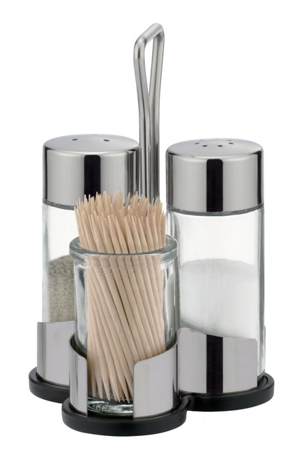 Tescoma Salt-Pepper and Toothpick Dispenser Set with caddy