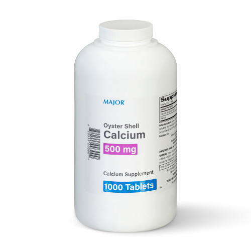 MAJOR Oyster Shell Calcium 500mg - Daily Dietary Supplement for Bone Health and Joint Support, Mineral Supplement for Men and Women, Gluten-Free - 1000 Tablets (1 Pack)