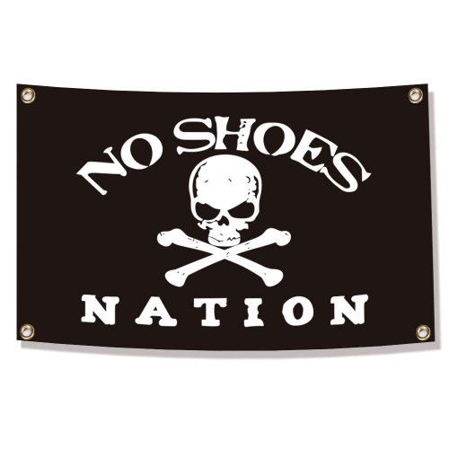 ENMOON No Shoes Nation Flag (3x5ft, Vivid Color, 150D Poly) Premium HD Printing with Two Brass Grommets for Dorm Room