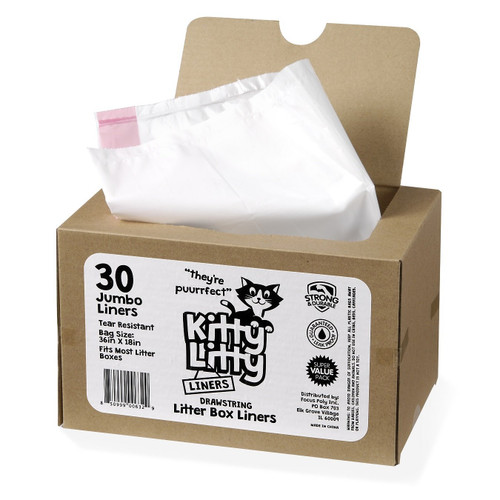 Kitty Litty Cat Litter Box Liners 30 Count Drawstring Kitten Waste Bag
