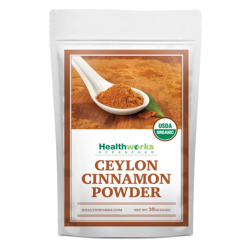 Healthworks Superfoods Organic Ceylon Cinnamon Powder - 16 Oz / 1 Lb - Ground Raw - Keto, Vegan & Non-GMO - Great with Coffee, Tea & Oatmeal - Antioxidant Superfood/Spice