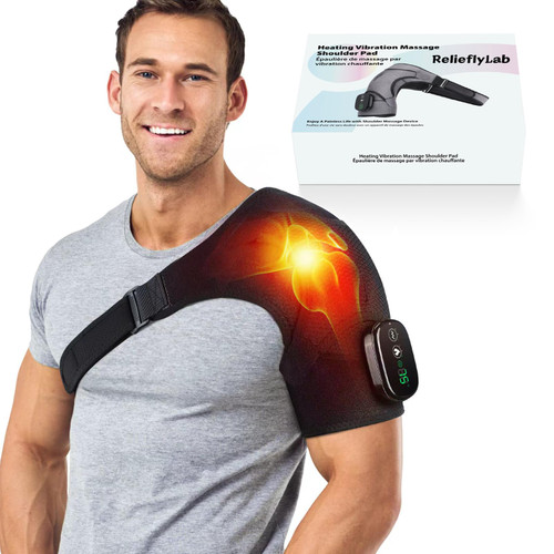 RelieflyLab 3 in 1 Shoulder Massager, Heated Strap with Vibration, Relieve Chronic Pain for Men and Women (Grey) RelieflyLab 3 in 1 Shoulder Massager, Heated Strap with Vibration, Relieve Chronic Pain for Men and Women (Grey)