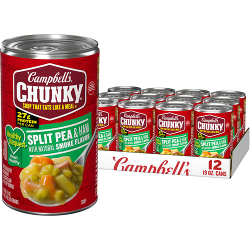 Campbell's Chunky Healthy Request Split Pea Soup With Ham and Natural Smoke Flavor, 19 oz Can (12 Pack)