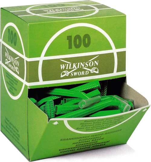 Wilkinson Hospital Disposable Razor, 100 ct, Green, Alloy Steel, Unisex