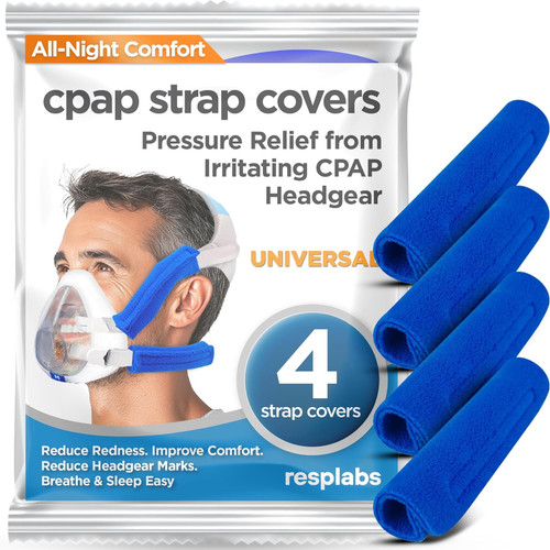 resplabs CPAP Strap Covers | Compatible with Most Full Face and Nasal CPAP Mask Headgear | Universal | 4 Pack
