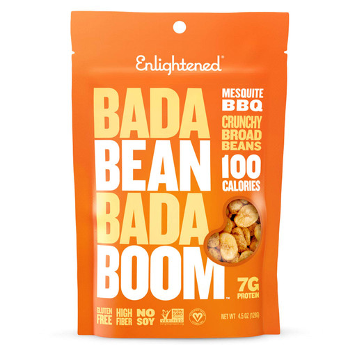 Bada Bean Bada Boom Plant-Based Protein, Gluten Free, Vegan, Crunchy Roasted Broad (Fava) Bean Snacks, 100 Calories per Serving, Mesquite BBQ, 4.5 Ounce (Pack of 6)