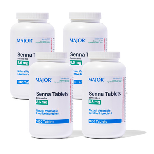 MAJOR Senna 8.6 mg Natural Vegetable Laxative Tablets - Made with Sennosides - 1000-Count (4-Pack)