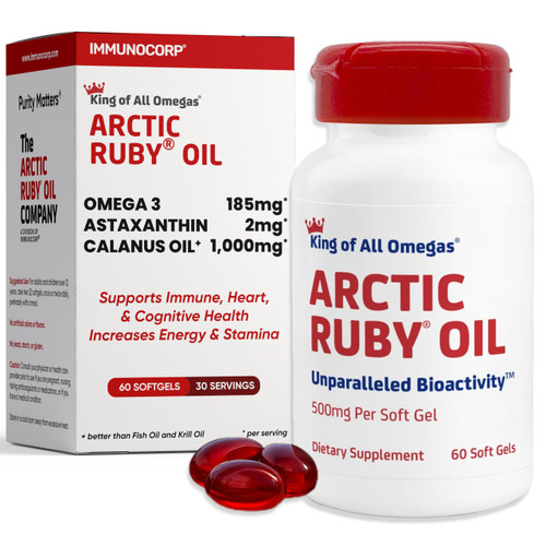 Arctic Ruby Oil 1000mg – Omega 3 Supplement for Women and Men with EPA, DHA & Astaxanthin 2mg - Fish & Krill Oil Alternative – 60 Softgels (1 Pack)